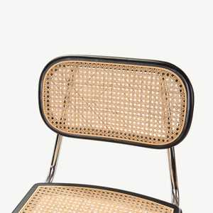 Modern Rattan Cane Dining <b>Chair</b> with Chrome Cantilever Frame, Minimalist Mid-Century Style <b>Chair</b> for <b>Restaurant</b>, and Cafe - Product Image 5