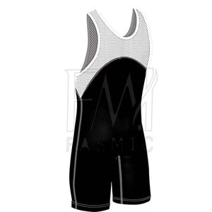 Maillots de lutte noirs sans manches pour hommes avec des maillots de lutte en polyester 100% avec des marques privées - Product Image 6