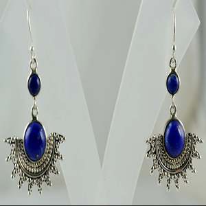 Pendientes Hechos a Mano de Plata de Ley 925 con Forma de Estrella y Piedra Preciosa Natural de Lapislázuli Azul, Joyería Bohemia para Nacidos en Septiembre - Product Image 5