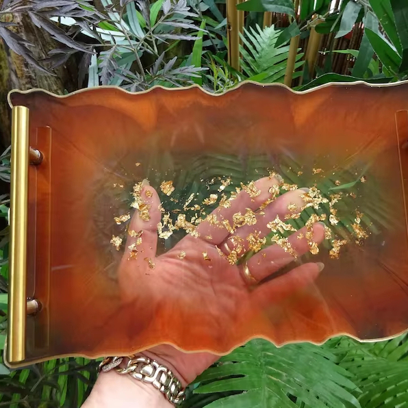 Epoxy Resin Tray Home Kitchen and Table Top Accessories Handmade Shape Custom Size Handmade Good Polished Resin Tray
