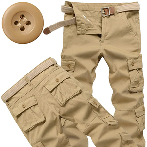 Men 6 Pocket Canvas Cargo Pants Elastic Waist Relaxed Fit Casual Trendy Streetwear Joggers Wholesale - Product Image 1