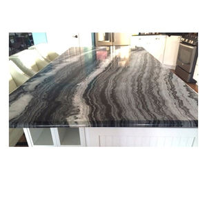 Carreaux de dalle de marbre noir au mercure poli naturel au design moderne pour sols de villas et d'hôtels en forme de grande pierre - Product Image 5