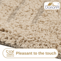 Tapis de bain rectangulaire en coton rayé beige, antidérapant, épais et touffeté, style moderne, 45x75 cm