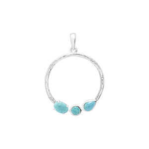 Impressionnant 1.25 CT Larimar 3.5 GM Cabochon Naturel 925 Sterling Silver Fine Jewelry pour Fiançailles Mariage Mignon Sier Nelace Gold - Product Image 3