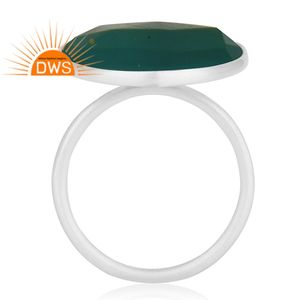 Best Selling Fine Sterling Silver Natural <b>Green</b> Onyx Gemstone Stackable Ring Jewelry Manufacturer - Product Image 4