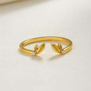 Anillo de Oro Rosa de 18K con Incrustaciones de Alas de Ángel, Estilo Hiphop, Ajustable, Talla Única, para Regalo - Product Image 1