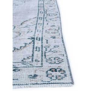 Tapis en laine bleu vintage noué à la main, motif médaillon rectangulaire abstrait, idéal pour la maison, le salon, le couloir, l'entrée et les chambres d'adolescents - Product Image 4