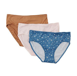 Venta al por mayor mujeres adultos de tiro medio Spandex/algodón tejido Sexy Bikini bragas antibacteriano transpirable secado rápido patrón sólido - Product Image 5