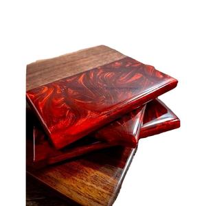 ถาดรองแก้วไม้อะคาเซียทำจากเรซินอีพ็อกซี่ที่ดีที่สุดที่รองแก้วขอบเรซินไม้ที่ดีที่สุดสำหรับดื่มชากาแฟ - Product Image 1