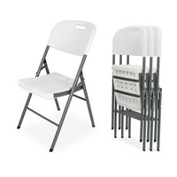 Chaise pliante en plastique robuste, chaise portable blanche moulée par soufflage pour banquets, mariages et événements