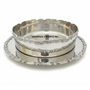 ชั้นวางเค้กโลหะสองชั้น ชุบนิกเกิล ดีไซน์สวยงาม รูปทรงกลม สำหรับงานแต่งงาน - Product Image 3