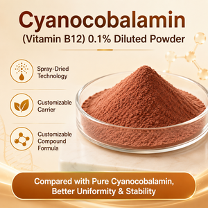 <span class=keywords><strong>Vitamina</strong></span> <span class=keywords><strong>B12</strong></span> al por mayor, cianocobalamina 0.1% <span class=keywords><strong>en</strong></span> polvo diluido 68-19-9, polvo nutritivo liofilizado para premezcla de suplementos - Product Image 1