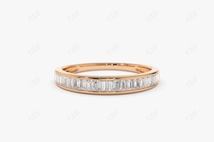 Anillo de Compromiso de Media Eternidad con Diamantes Baguette de 0.40CTW, Corte Esmeralda, Oro Amarillo de 10K, 14K o 18K, Engaste de Canal - Product Image 2