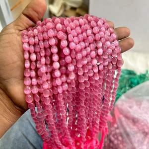 AAA monalisa ลูกปัดแก้วรูปไข่สีชมพู monalisha - Product Image 3