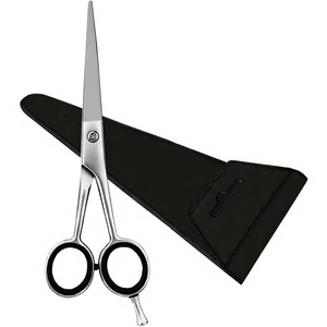 Ciseaux de barbier super résistants en acier inoxydable à haute teneur en carbone, les plus vendus, avec étui et repose-doigts amovible - Product Image 1