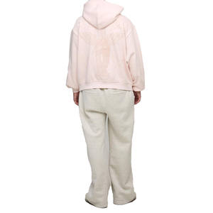 Sweat à capuche en molleton de coton aux tons pastel 430 GSM Coupe ample décontractée pour hommes avec broderie de logo personnalisée OEM - Product Image 2