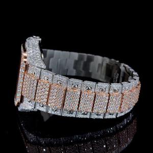 Montre-bracelet pour homme de style Hip Hop glacé, avec boîtier carré en verre et diamants Moissanite VVS de haute qualité, bracelet en acier inoxydable, mouvement à quartz, 27 cm - Product Image 3