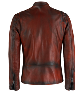 Chaqueta de cuero genuino de alta calidad para hombre, moda informal de invierno, cierre de cremallera, chaqueta de motocicleta teñida lisa, producto terminado - Product Image 6