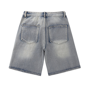 Short en jean vintage pour homme 100% coton pantalon baggy mi-vaqueros ample Streetwear simple pour l'été Style de rue en détresse - Product Image 6