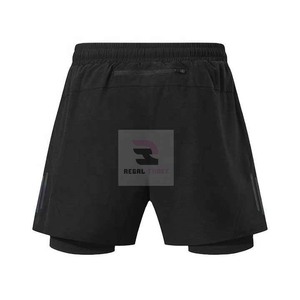 Pantalones cortos de entrenamiento de gimnasio personalizados 2025 para hombres, cierre de cintura elástica de doble capa, patrón sólido, estilo informal con decoración de encaje - Product Image 6