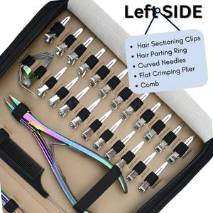 Kit d'outils pour extensions capillaires DIY arc-en-ciel avec pince à presser pour extensions à ruban, pince à sertir pour perles plates, pince à retirer les perles, clips de séparation - Product Image 3