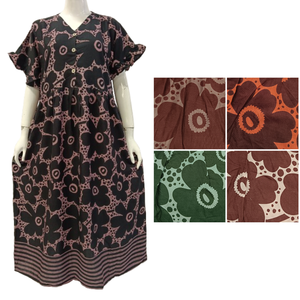 Vestido Midi Informal Súper Lindo con Mangas con Volantes, Cintura Alta, Estilo Holgado, de Rayón, con Decoración de Botones - Product Image 1