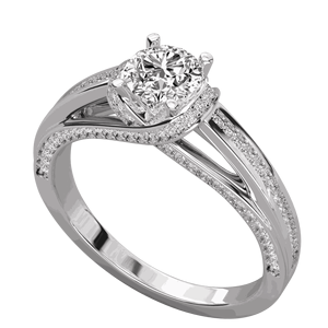 Anillo de Bodas Solitario con Cruz de Diamantes Redondos - Product Image 6