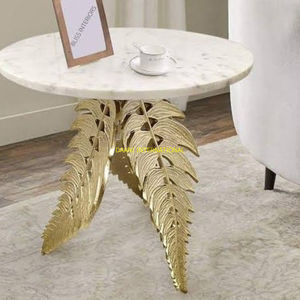 Table d'appoint en aluminium martelé avec socle de designer Table basse ronde pour salon, chambre, salon et décoration d'hôtel - Product Image 4