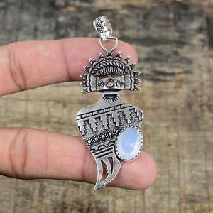 Colgante clásico de estilo bohemio para mujer, joyería de plata de ley 925, piedra lunar, piedra preciosa, colgante hecho a mano, regalo de amor - Product Image 3