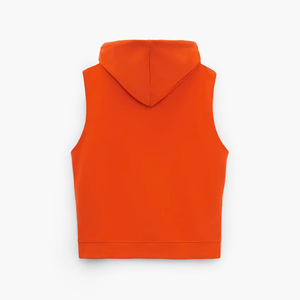 Sudaderas personalizadas para niño, sudadera deportiva con bolsillo y cremallera para hombre, sudaderas con capucha sin mangas naranja brillante de calidad en blanco a la moda - Product Image 6