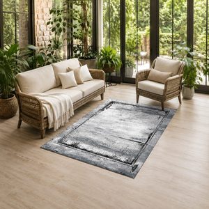 RUGS DEPOT LXDP-0355 Wholesale Grey Silver Traditional Anatolian Digital Printed Machine Washable Chenille Area Rug Non <b>Slip</b> - Product Image 6