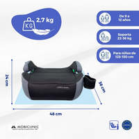 Lionfix Basic Mobiclinic Siège rehausseur de voiture pour enfant I-Size 125-150 cm Confortable et sûr avec couvercle amovible et porte-bouteille