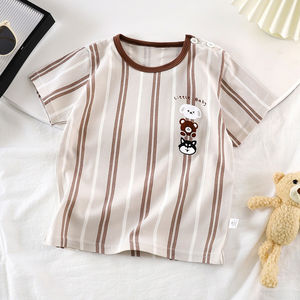 เสื้อยืดคอกลมผ้าฝ้าย2025สำหรับผู้ชายหน้าร้อนผ้าถักลายสีพื้นปรับแต่งได้ - Product Image 5