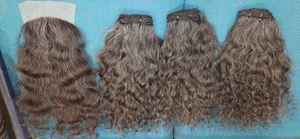 Extensions de cheveux naturels vierges indiennes grises douces pour tissage de cheveux - Product Image 3