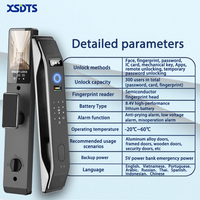 XSDTS K9 Funciona con Tuya/Wishome, Cerradura Inteligente para Puerta con Wifi, Huella Digital Inteligente, Reconocimiento Facial