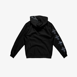 Color negro Allover Rhinestone Sudaderas con capucha para hombre 400GSM Pullover Heavy Weight Winter Hoodies Rhinestone Hoodie - Product Image 2