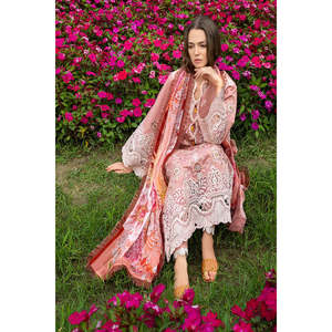 Salwar Kameez de Lujo Mushq Hemline Secerat Garden Peach Blossom en Algodón TC-1508 - Product Image 3