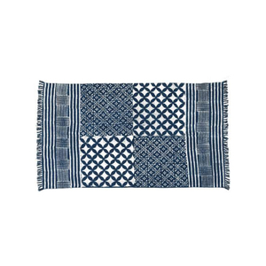 High Quality <b>Large</b> Cotton Block Printed Indigo Rug Modern Home/Prayer Use Reversible Non-Slip Medium Pile Factory-Priced Set - Product Image 1