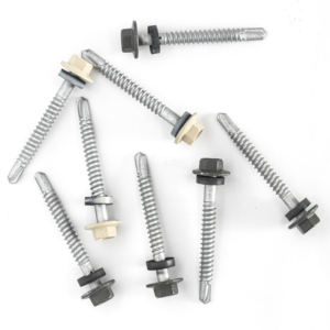 Tornillo Autoperforante de Cabeza Hexagonal, Acero al Carbono Clase 4.8 6.8, Acabado Zincado/Galvanizado, Rosca Gruesa, Arandela EPDM, Fijación Metálica en Pulgadas - Product Image 1