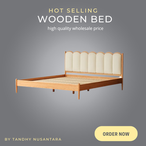 Prix de gros Lit de luxe en bois avec tête de lit en tissu rembourrée Lit King et Queen Size Cadre nordique - Product Image 5