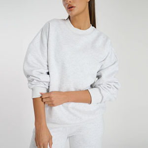 Sudadera Personalizada para Mujer, 100% Algodón, Gruesa, Lisa, Cuello Redondo, Sudadera Holgada, Sudaderas con y sin Capucha para Mujer - Product Image 1