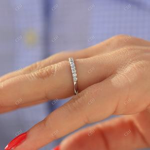 Ensemble Demi Eternity Prong Moissanite GRA Certifié Bande de Fiançailles de Mariage 1.8mm Taille Brillante Or Blanc 18K Femmes - Product Image 3