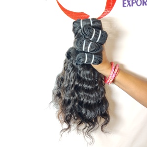 Extensiones de cabello humano para mujer negra de onda de trama doble natural sin procesar de la cutícula alineada DE LA India 100% - Product Image 2