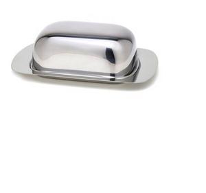 Beurrier en acier inoxydable avec base plate et couvercle rabattable brillant, emballé dans un carton écologique, design moderne et minimaliste - Product Image 4