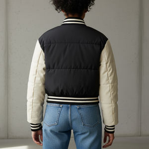 Chaqueta Universitaria de Béisbol Personalizada con Patrón de Cuadros, Tejido Tweed, para Equipos y Clubes, Transpirable, Cortavientos, con Relleno de Algodón para Calentar, Otoño - Product Image 2