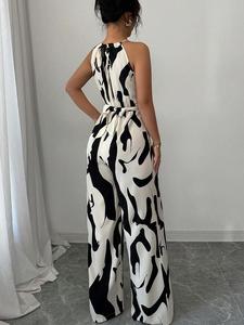 Zebra Striped Camisole Jumpsuit, Summer and Autumn Lace Up Wide Leg Pants, Queen Outfit 2025 - Product Image 2