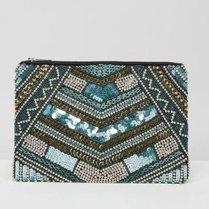 Carré Broderie Bohème Style Soirée Pochettes avec Perle Décoration Fantaisie Conception Broderie Doublure En Gros - Product Image 1