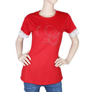 T-shirt à manches courtes pour femme - Rouge - Product Image 2