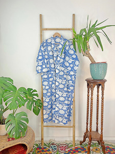 ชุดคลุมคลุมตัวและชายหาดสำหรับคุณแม่ในฤดูใบไม้ร่วงและฤดูใบไม้ผลิชุดกิโมโนแสนสบายผ้าฝ้ายแท้พิมพ์ลายมือสำหรับฤดูร้อน - Product Image 2
