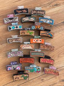 มาใหม่ล่าสุดร้อนขายสไตล์ตะวันตกทําด้วยมือเครื่องมือแกะสลักหนังผมกรงเล็บคลิปหนังกรงเล็บอุปกรณ์เสริมผมสําหรับผู้หญิง - Product Image 4